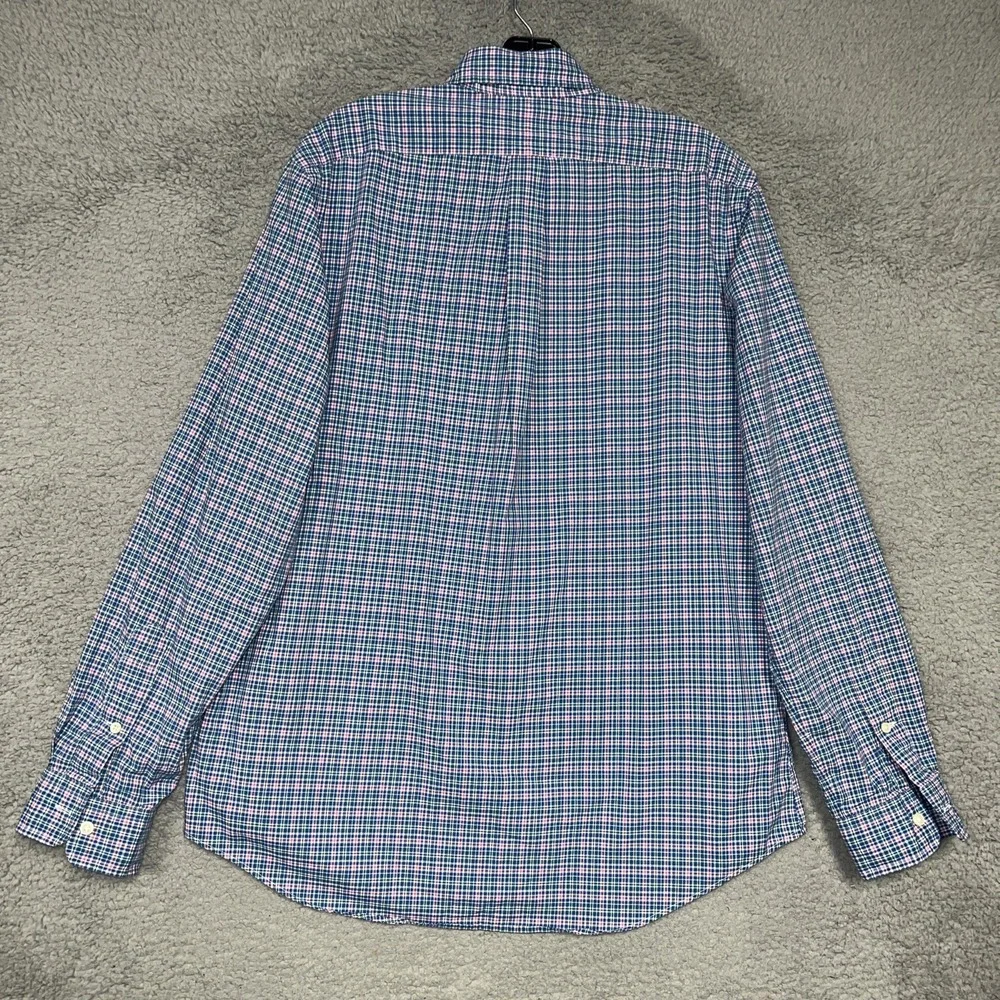 Ralph Lauren Shirt Men's Size L Multicolor Plaid Pink Pony Custom Fit Button‎ Up